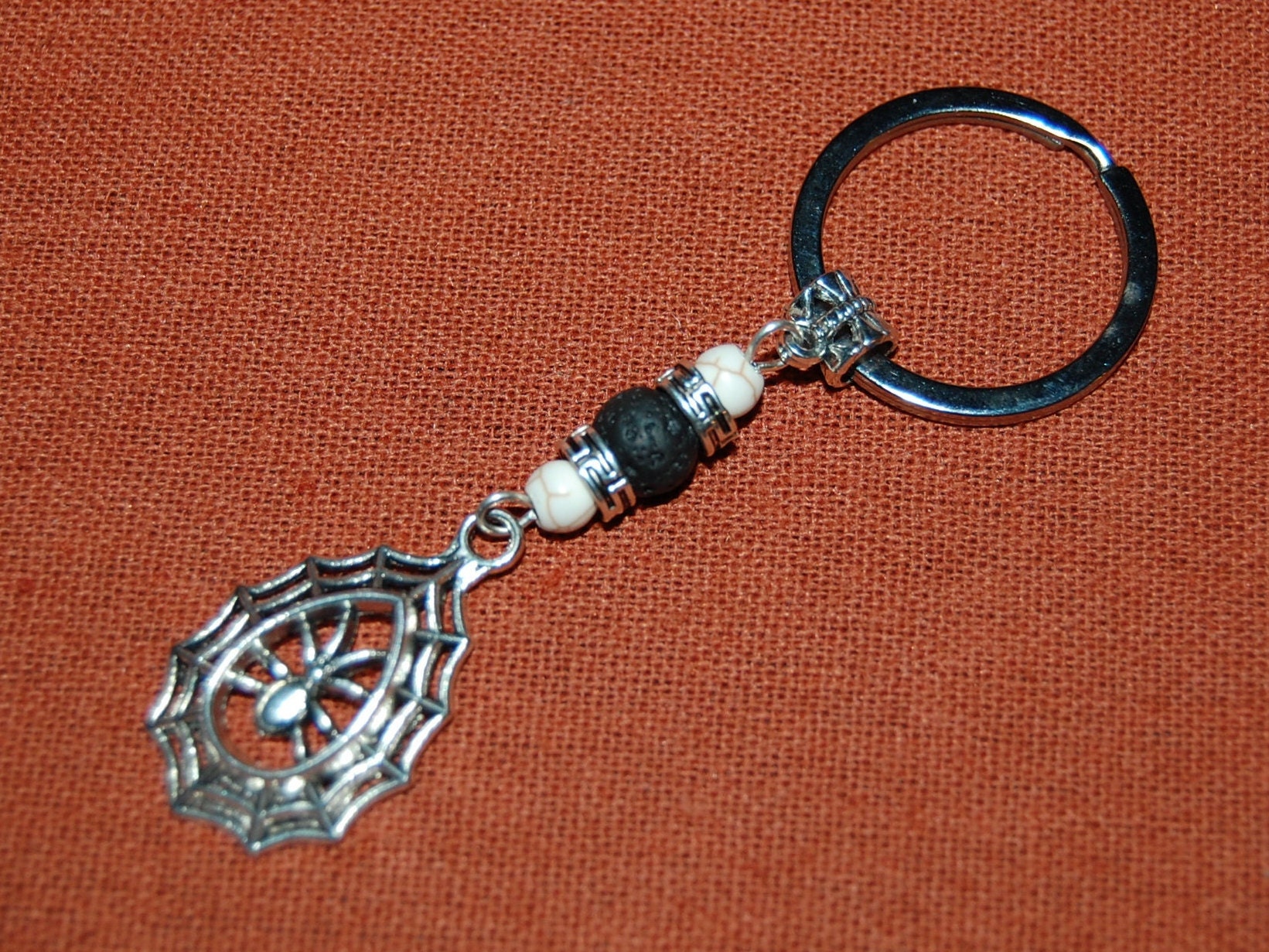 Spider Keychain,lava Stone Bead,spider Keyring,arachnid Keychain,gothic ...
