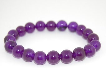 Purple Agate Bracelet,Gemstone 8mm Round Beads,Elastic Bracelet Fit All, Gemstone Stretch Bracelet,Man,Woman,Beaded Jewelry,Gift