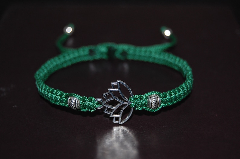 Lotus Bracelet,Hemp,Good Luck String Bracelet,Adjustable Drawstring,Pray,Men,Women,Yoga Bracelet,Mala,Protection,Meditation,Gift