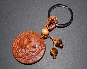 Tiger-Schlüsselanhänger, Tigerauge-Steinperlen, Tiger-Schlüsselanhänger, Tiger-Anhänger-Schlüsselanhänger, Schutz-Schlüsselanhänger, Tierwelt-Schlüsselanhänger, Jahr des Tiger-Schlüsselanhängers, Geschenk