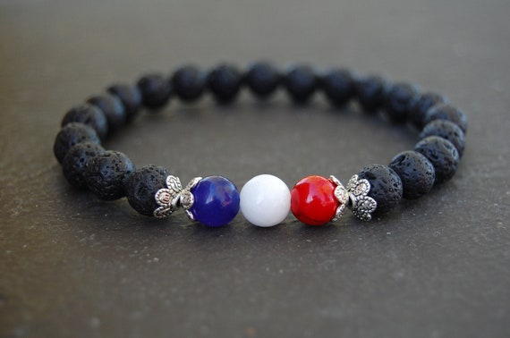 Volcanic Stone Bracelet for Men Lava Wooden 8mm Beads Rosary