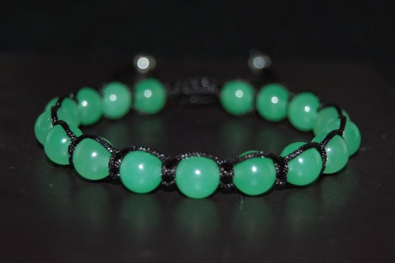 Jade Bracelet light Green Jade Bracelet jade 8mm Beads drawstring