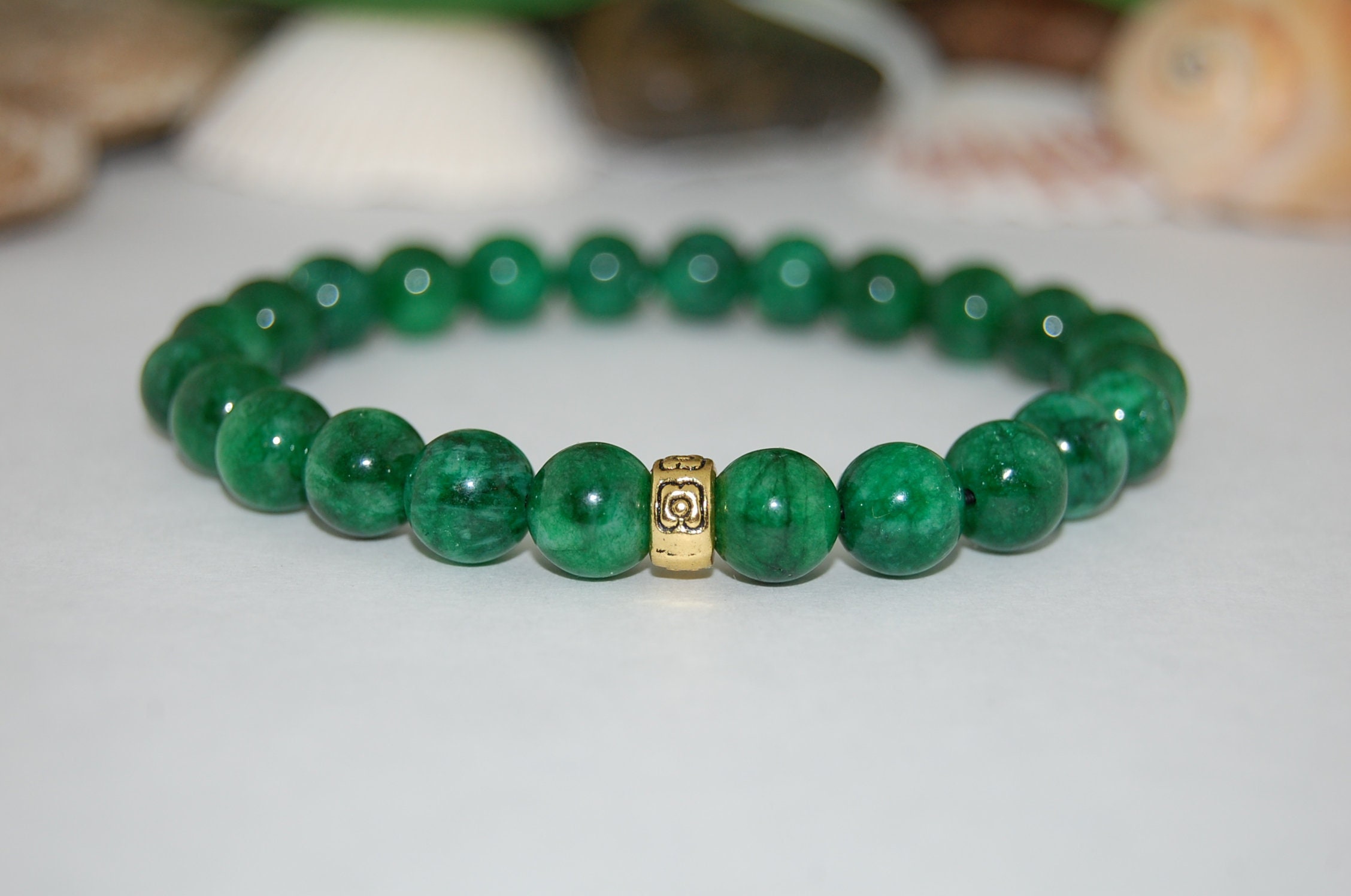 Jade Bracelet,Green Jade Bracelet,8mm Gemstone Beads,Boho Bracelet,Pr…