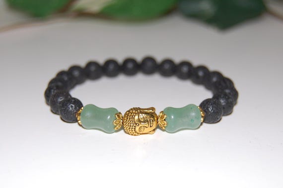 Buddha Bracelet,Lava Bracelet,Lava and Jade Stone Beads,Spirituality Bracelet,Lava Buddha Bracelet,Prayer,Yoga,Protection,Lava Jade Bracelet