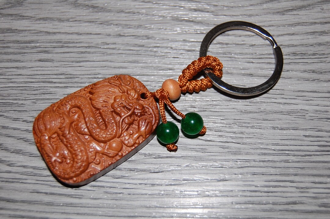 Dragon Keychain,dragon Jade Beads Keychain,dragon Keyring,wooden Dragon Keychain,car,jade Beads