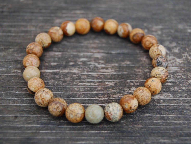 Jasper Bracelet,Gemstone Bracelet,Jasper 8mm Beads,Elastic Bracelet,Gemstone Stretch Bracelet,Man,Woman,Beaded Jewelry,Protection,Meditation image 1