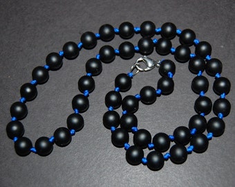 Onyx Necklace,Hand Knotted Onyx Stone Beads Necklace,8mm Onyx Gemstone Beads,Men,Women,Spirituality,Pray,Yoga,Protection,Meditation,Gift