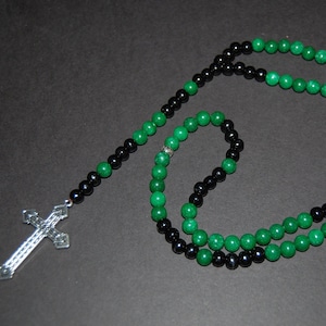 Rosary Necklace,Jade Stone & Wood Beads,Jade Necklace,Jade Rosary Necklace,Pray,Catholic,Crucifix,Men,Women,Communion Rosary