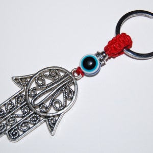 Hamsa Hand Schlüsselanhänger, Evil Eye Schlüsselanhänger, Auto, Tasche, Geldbeutel, Herz Initial Schlüsselanhänger, Hamsa Charm, Evil Eye Schutz Schlüsselbund, Power und Stärke, Geschenk
