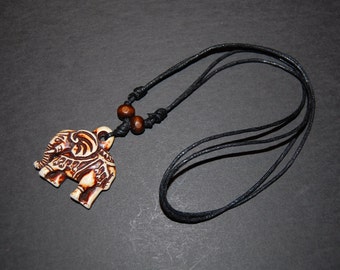 Elephant Necklace,Adjustable Cord Necklace,Elephant Pendant,Auspicious,Spiritual,Surfer,Mans,Yoga,Protection,Woman,Meditation, Prayer, Men