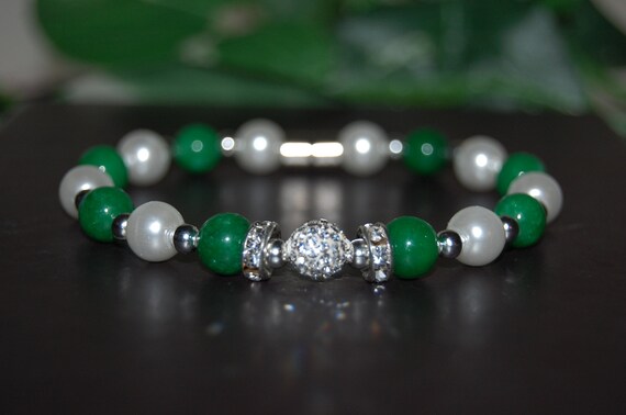 Jade Bracelet jade and Pearl Bracelet jade and Disco Ball fresh