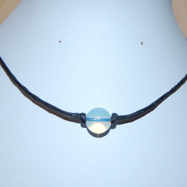 Moon stone Necklace,Moonstone Chocker Necklace,Choker Necklace,Moon stone Choker,Chic,Girl,Woman,Leather Cord Necklace,Lobster Lock End Cord