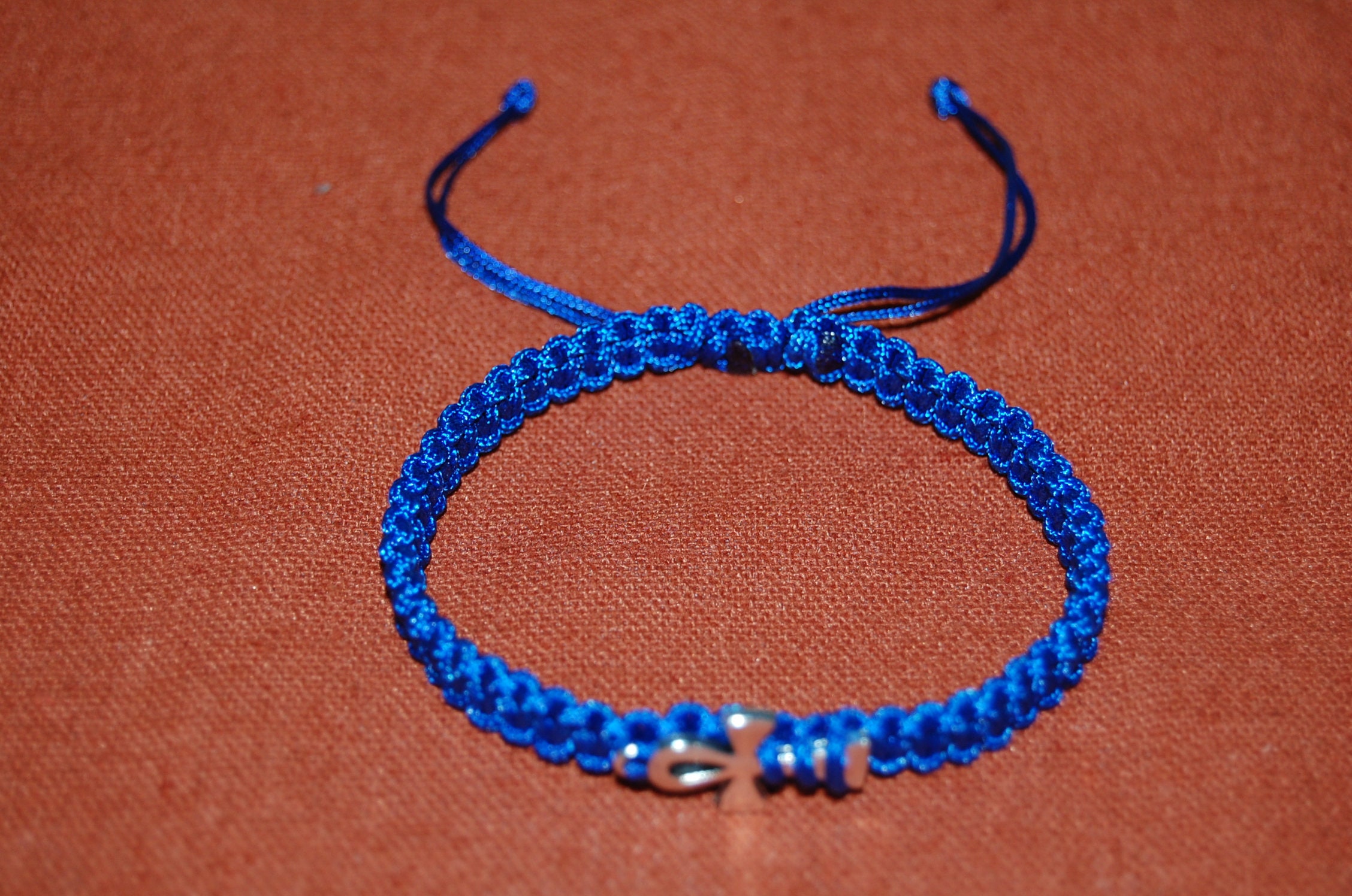 Ankh Cross Braceletblue String Braceletsilver Ankh Cross Etsy