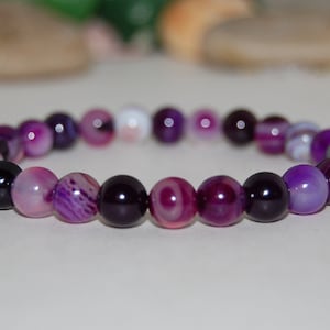 Purple Agate Bracelet,Purple Agate 8mm Beads,Purple Bracelet,Stretch Bracelet,Men,Women,Beaded Jewelry,Yoga,Gift