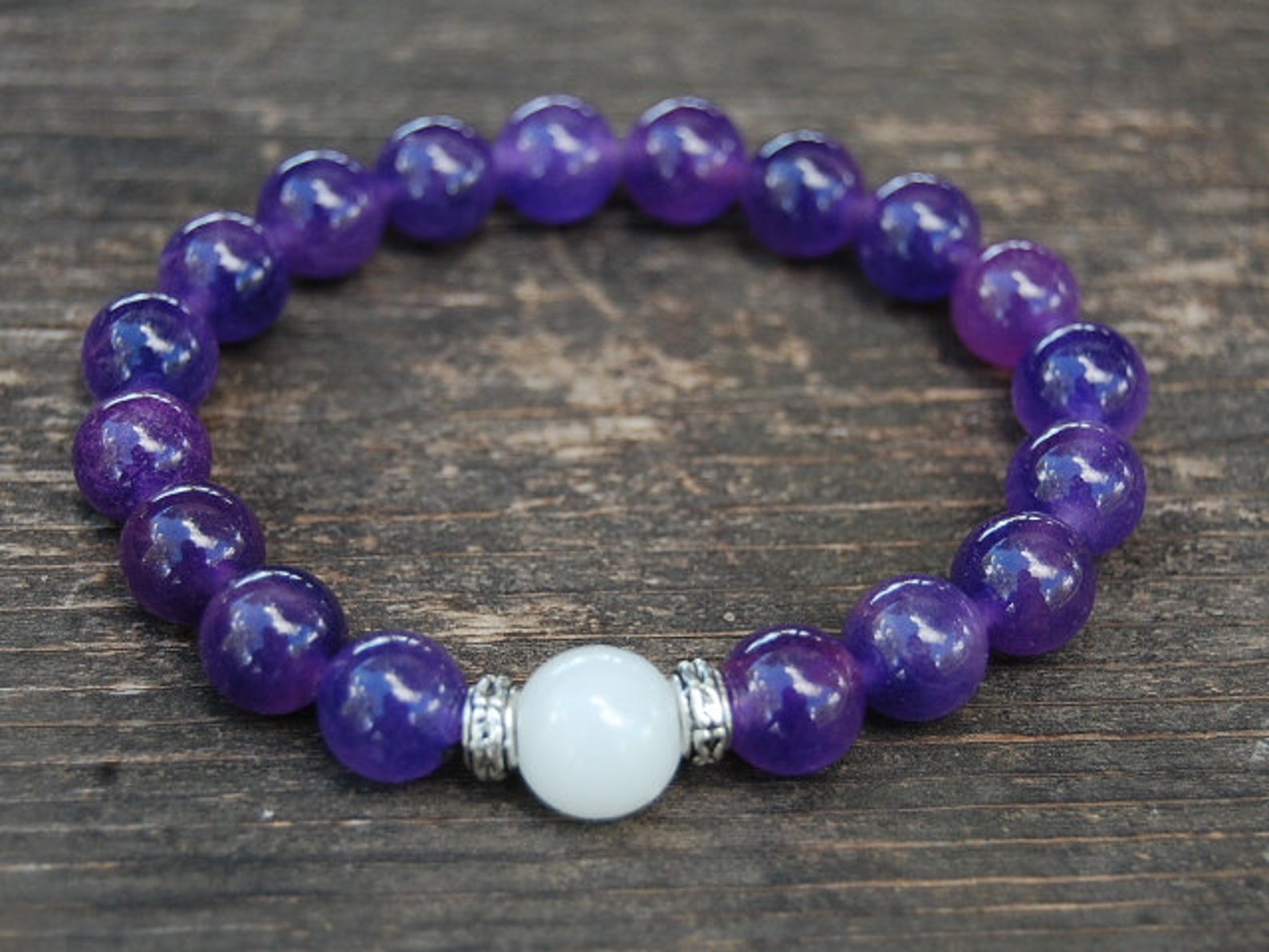 Purple Jade Braceletgemstone Bracelet8mm Round Beadsjade - Etsy