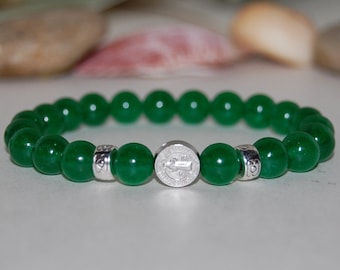 St Benedict Bracelet,Jade Bracelet,Gemstone 8mm Beads,Stretch Bracelet,Man,Woman,Prayer Bracelet,St Benedict Medal,Catholic Bracelet