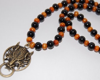 Collar de lobo, colgante de lobo, collar de cuentas de madera, collar de lobo para hombre, joyería de lobo, lobo tótem, collar de lobo de madera, espíritu, gargantilla de lobo