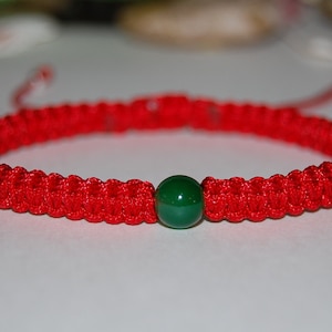 Bransoletka z czerwonego sznurka Jade Good Luck, pleciona bransoletka z konopi, tkana regulowana bransoletka ze ściągaczem, mężczyźni, kobiety, modlitwa, bransoletka z życzeniami, powodzenia