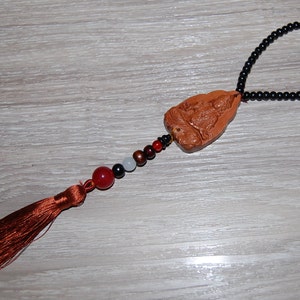 Wood Buddha Hanging,Agate,Wood,Rear View Mirror Charm,Travel Alter Car,Alter Wall,Room Decor,Car Decor,Mala,Prayer,Good Luck,Yoga,Protection