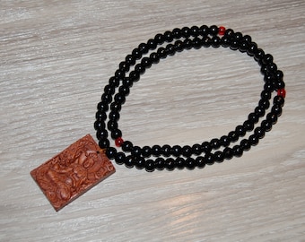 Buddha Necklace,Wooden Pendant,Buddhist Necklace,Wood Necklace,Spirituality,108 Mala,Prayer,Men,Woman,Yoga Necklace,Protection,Meditation
