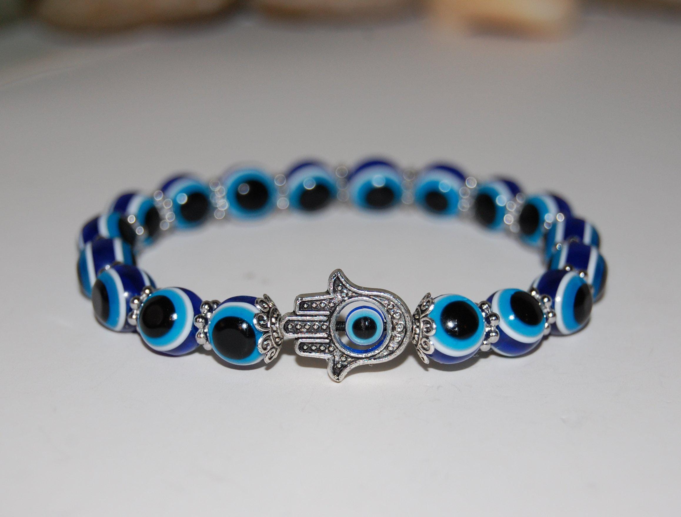 Evil Eye Bracelet,Hamsa Hand Bracelet,Evil Eye 8mm Beads,Hamsa Bracelet,Evil Eye,Boho,Yoga Bracelet,Men,Women,Protection,Meditation,Gift