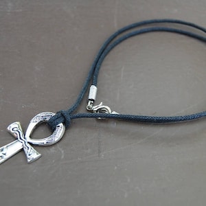 Ankh Cross Necklace,Ankh Cross,Leather Cord Necklace,Choker Necklace,Man,Spiritual,Men Necklace,Ethnic necklace,Men&#39;s Coker Necklace