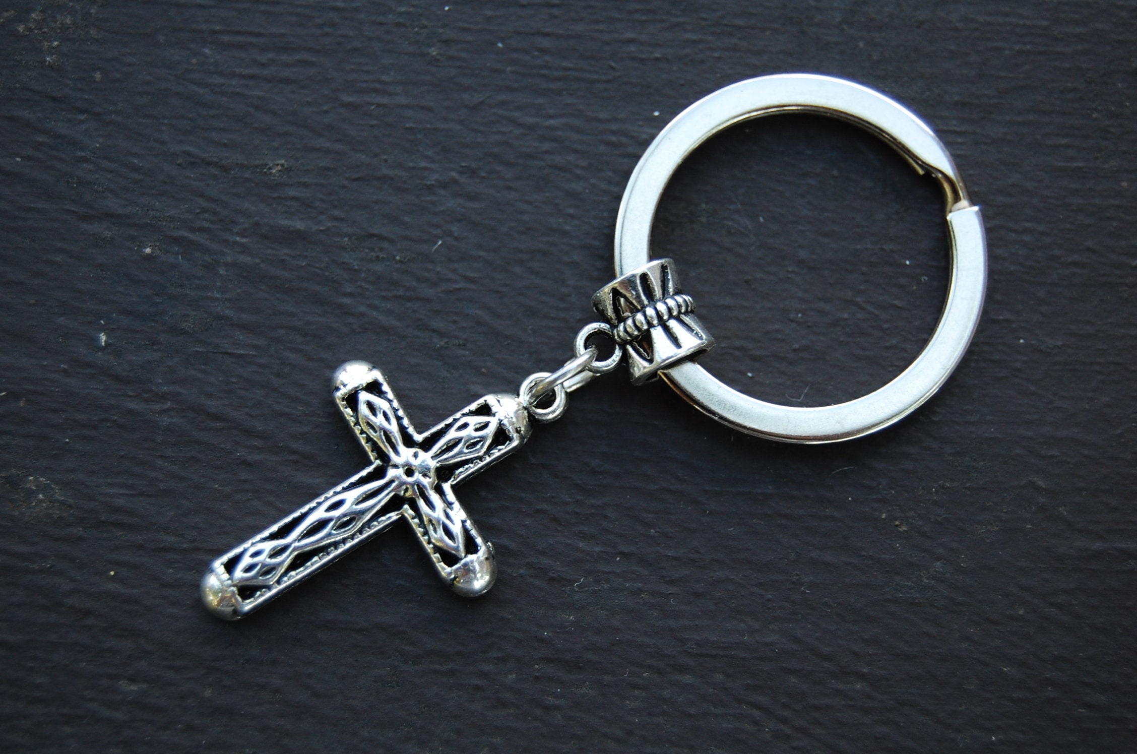 Unique Bargains Whistle Clasp Cross Pendant Design Keychain Silver Tone  Keychain