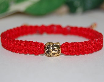 Buddha Bracelet,Good Luck String Bracelet,Golden Buddha Bracelet,Red Drawstring Bracelet,Men,Women,Yoga,Protection,Meditation,Wish Bracelet