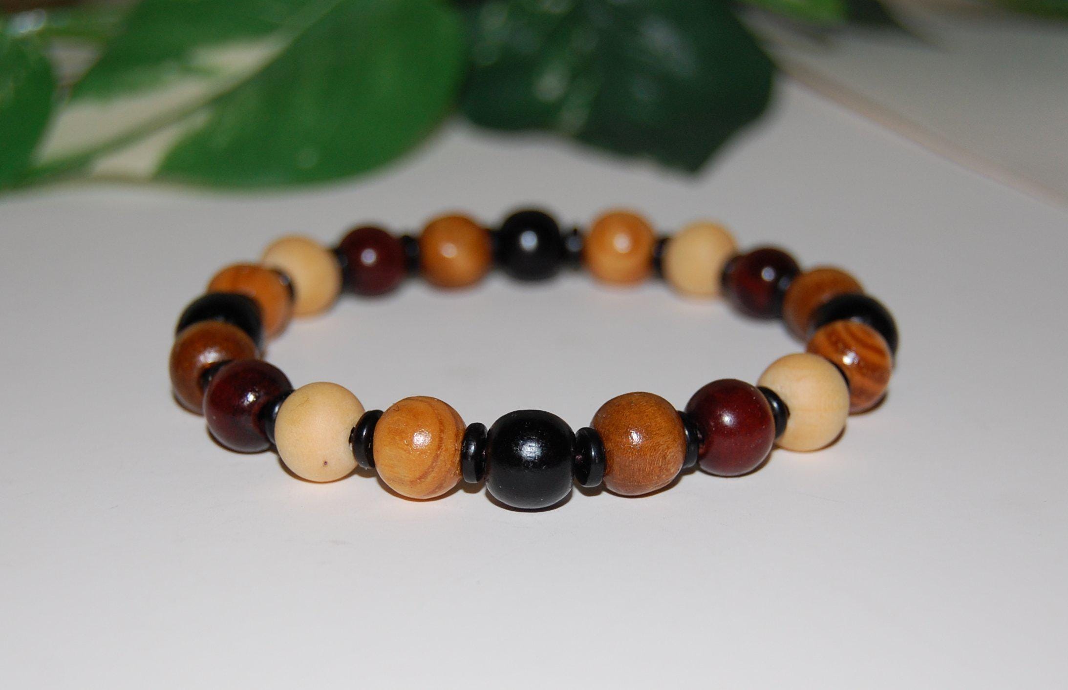 Women\'s All Brown Analog Quartz Buddhist Beaded Bracelet Elastic Wooden Watch Amazon.com: FIBO STEEL 10 Pcs Wood Beaded Bracelet for Men  main image 4