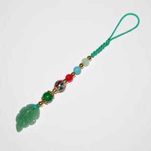 Jade Phone Charm,Jade Leaf Phone Chain,Lucky Phone Charm,Healing Gemstone,Protection Phone Charm,Good Fortune Phone Charm,Gift for Her