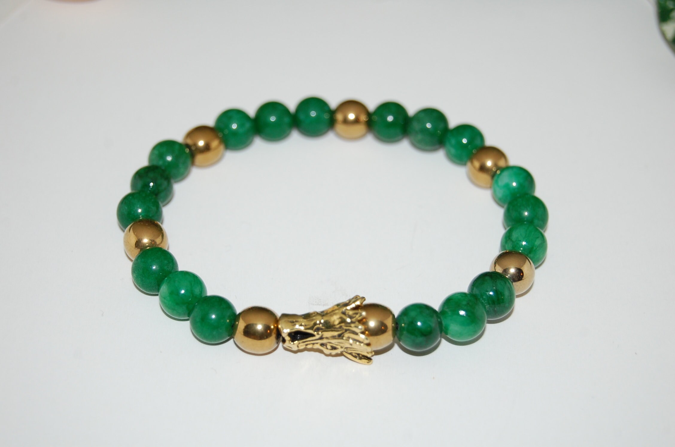 Dragon BraceletJade Bracelet8mm Gemstone and Golden Etsy