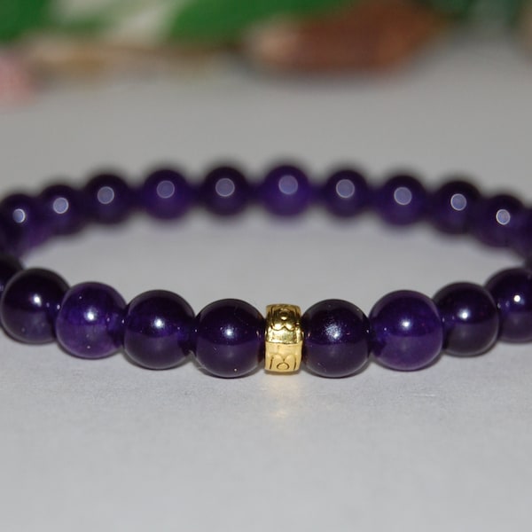 Purple Amethyst Bracelet,Gemstone 8mm Beads,Elastic Bracelet,Amethyst Bracelet,Purple Crystal Bracelet,Men,Women,Gift