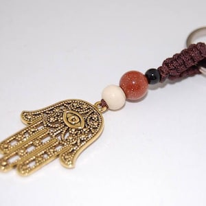 Hamsa Hand Schlüsselanhänger,Evil Eye Schlüsselanhänger,Perlen Kaychain,Mala Gebet,Meditation,Yoga,Schutz Schlüsselanhänger,Mann,Frau,Handmade Keychain,Lucky