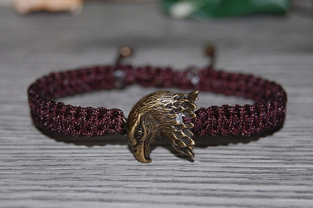 Eagle Bracelet,bird of Prey Bracelet,macrame,bronze Eagle Bracelet