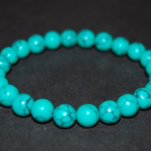 Green Turquoise Bracelet,Gemstone Bracelet,8mm Round Beads,Elastic Bracelet,Fit All,Gemstones,Stretch Bracelet,Boho, Man,Woman