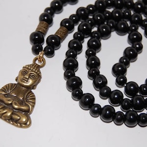 Buddha Necklace,8mm Wood beads,Bronze Buddha,Wood Necklace,Men,Women,Pray,Spirituality,Prayer,Yoga,Protection,Meditation,Good Luck,Buddha