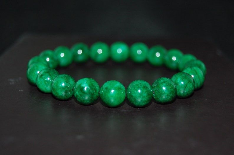 Green Jade Bracelet,Jade Bracelet,8mm Jade Gemstone Beads,Boho Bracelet,Pray,Stone Jewelry,Stretch,Gifts,Men,Women,Good Luck Bracelet,Gift image 1