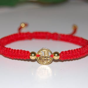 Pulsera de la buena fortuna, pulsera de hilo rojo, pulsera de la fortuna dorada, pulsera de la suerte, pulsera de la bendición, buena suerte, buenos deseos