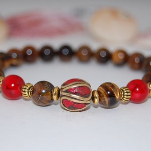 Tiger Eye Bracelet,Tiger Eye Gemstone 8mm Beads,Elastic Bracelet,Man,Woman,Mens Beaded Bracelet,Tiger Eye Gemstone Bracelet,Surfer Jewelry