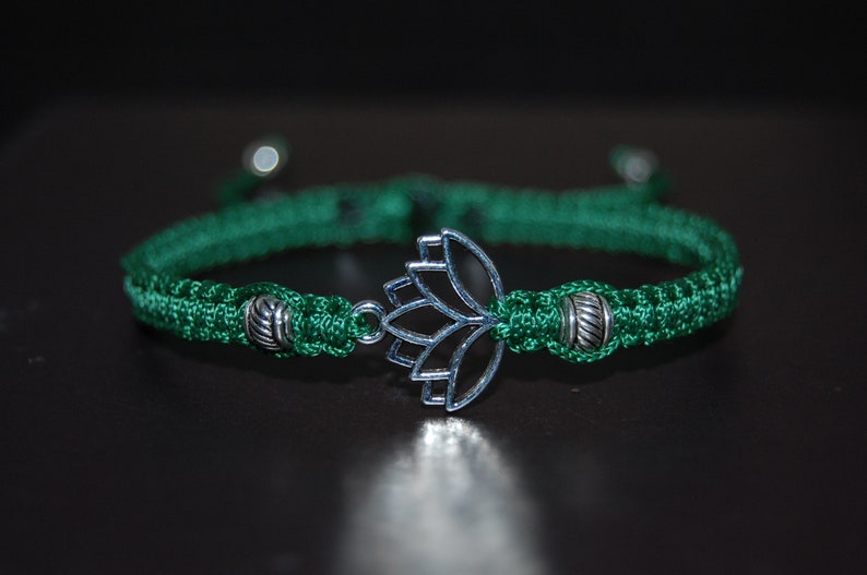 Lotus Bracelet,Hemp,Good Luck String Bracelet,Adjustable Drawstring,Pray,Men,Women,Yoga Bracelet,Mala,Protection,Meditation,Gift