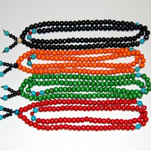 Wood Necklace,Wood Bracelet,108 Pray Beads Necklace,Wear as Bracelet or Necklace,Mala Necklace,8mm Wood & Turquoise Beads,4 Colors Available