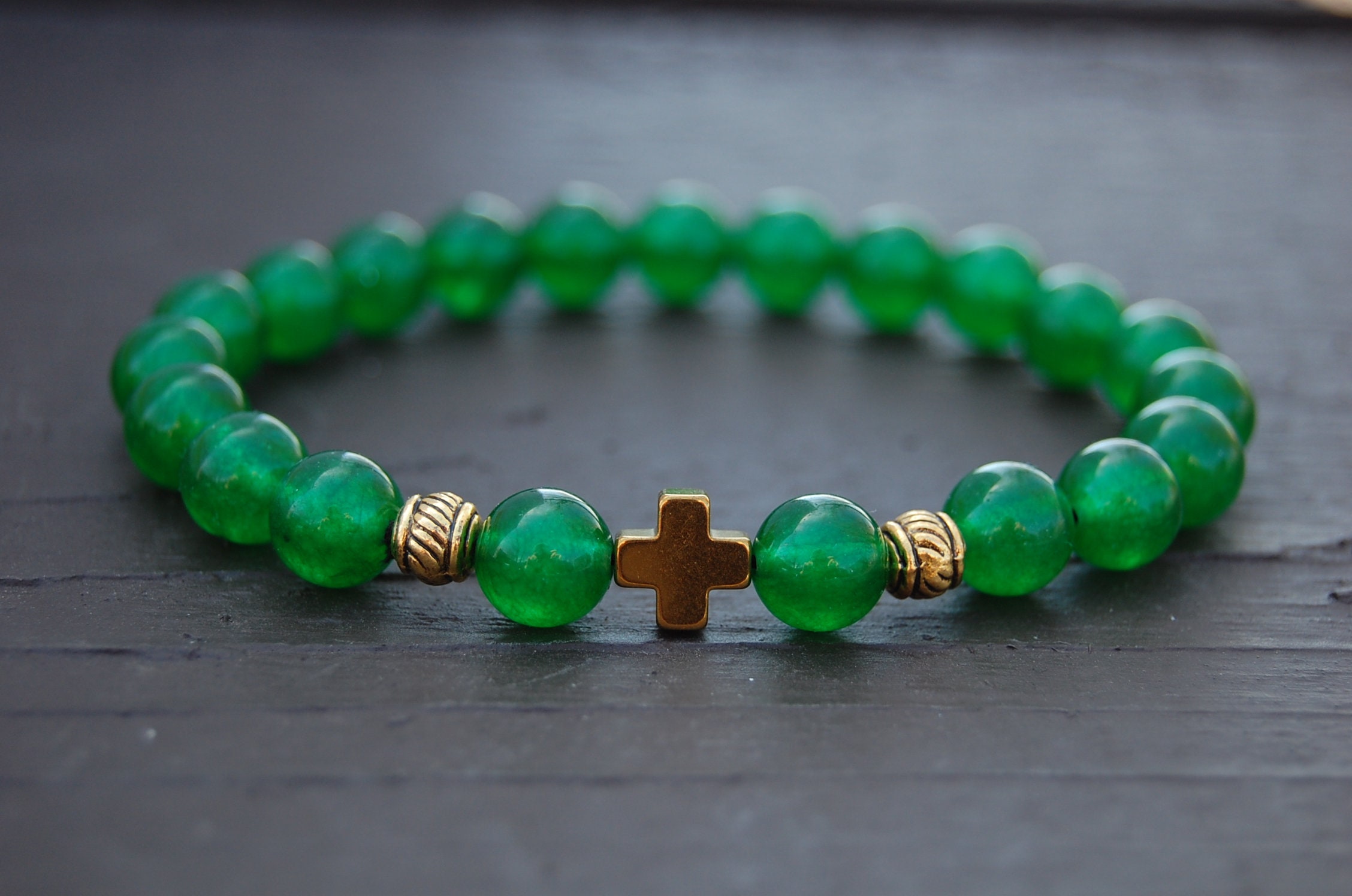 FengshuiGallary Natural Green Jade Pixiu Lucky Beads Bracelet