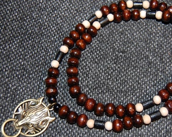 Collar de lobo, collar de madera, collar con colgante de lobo para hombre, colgante de lobo salvaje, joyería de lobo, collar para hombre, lobo animal espiritual, joyería tribal