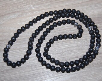 Lave Necklace,108 Beads Lava Necklace,Lava Stone 8mm Beads,108 Beads Necklace,Prayer,Men,Women,Protective,Yoga,Volcano Lava Stone,Gift