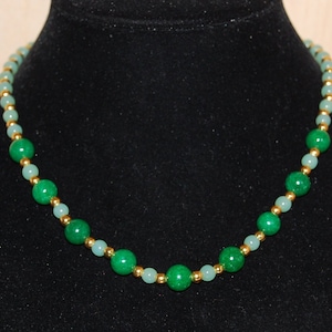 Jade Necklace,Green and Light Green Beads,Green Jade Necklace,Jade Beaded Necklace,Green Necklace,Classic Necklace,Gift For Her