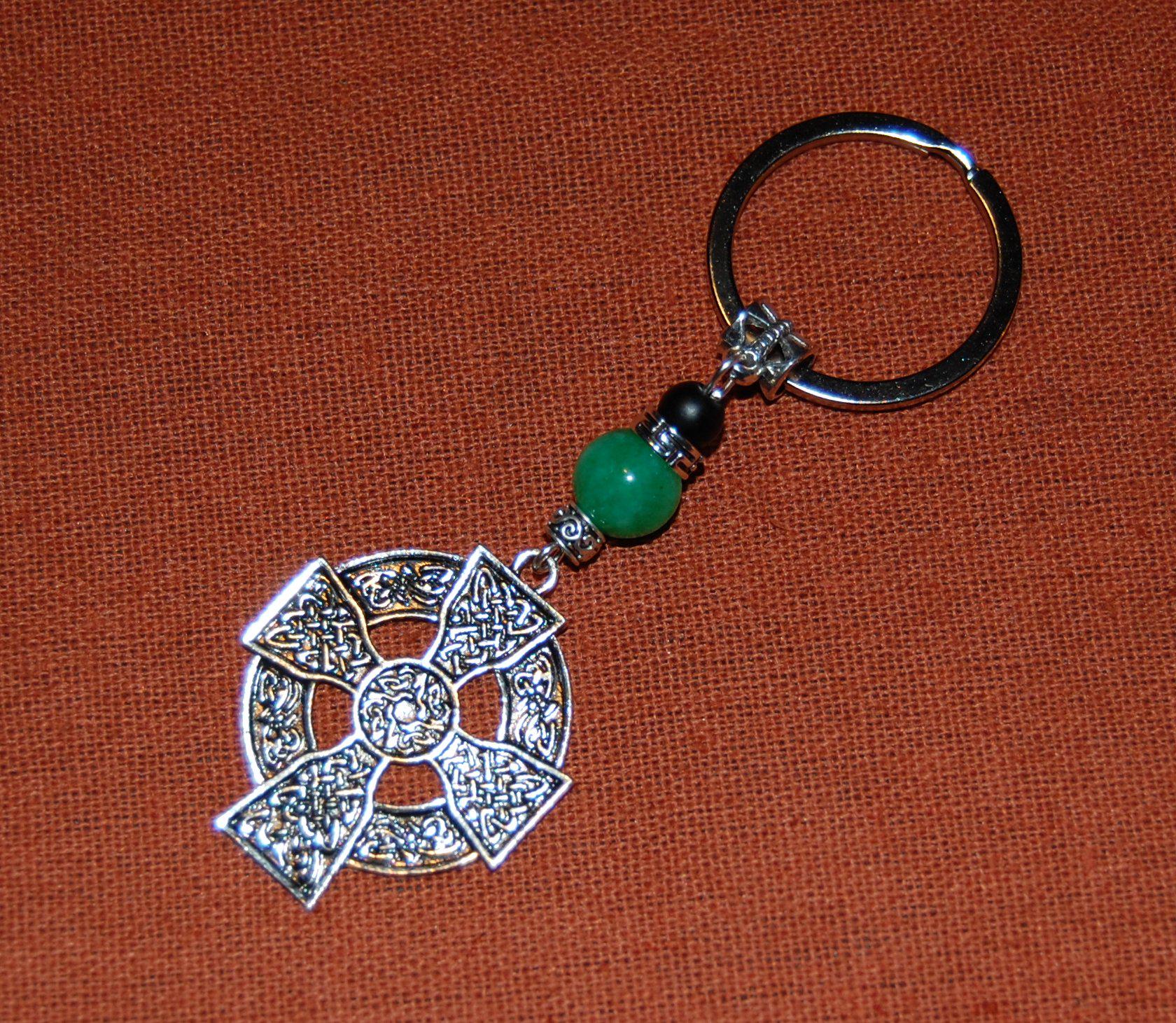 Cross Keychain,celtic Cross Keychain,jade Stone Bead,celtic Cross ...