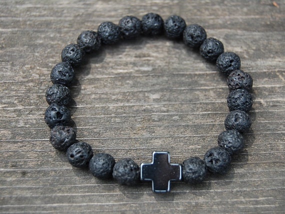 BRACELET HOMME PROTECTION EN HÉMATITE ET PIERRE DE LAVE