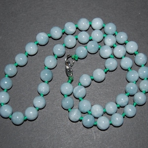 Jade Necklace,Hand Knotted Light Aqua Jade Beads,8mm Jade Gemstone Beads,Men,Women,Spirituality,Pray,Yoga,Protection,Meditation,Gift
