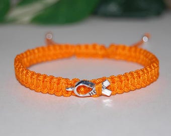 Awareness Bracelet,Fight Cancer Bracelet,Leukemia,Multiple Sclerosis,Kidney Cancer,Emphysema,Hope ,Orange Ribbon,Skin Cancer,Nerve Pain