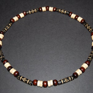 Men Beaded Wood beads surfer necklace,Tribal style,Chocker,Beach necklace,Bohemian,Man,Choker,Stretch, Mens